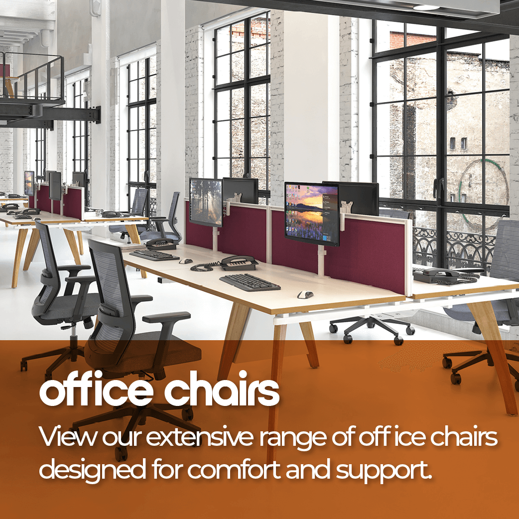 View our extensive range of office chairs designed for comfort and support.